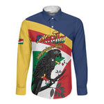 Personalized Happy Seychelles Independence Day Long Sleeve Button Shirt Black Parrot Coat Of Arms