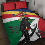 Personalized Happy Seychelles Independence Day Quilt Bed Set Black Parrot Coat Of Arms