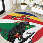 Personalized Happy Seychelles Independence Day Round Carpet Black Parrot Coat Of Arms