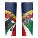 Personalized Happy Seychelles Independence Day Skinny Tumbler Black Parrot Coat Of Arms