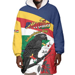 Personalized Happy Seychelles Independence Day Wearable Blanket Hoodie Black Parrot Coat Of Arms