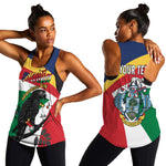 Personalized Happy Seychelles Independence Day Women Racerback Tank Black Parrot Coat Of Arms