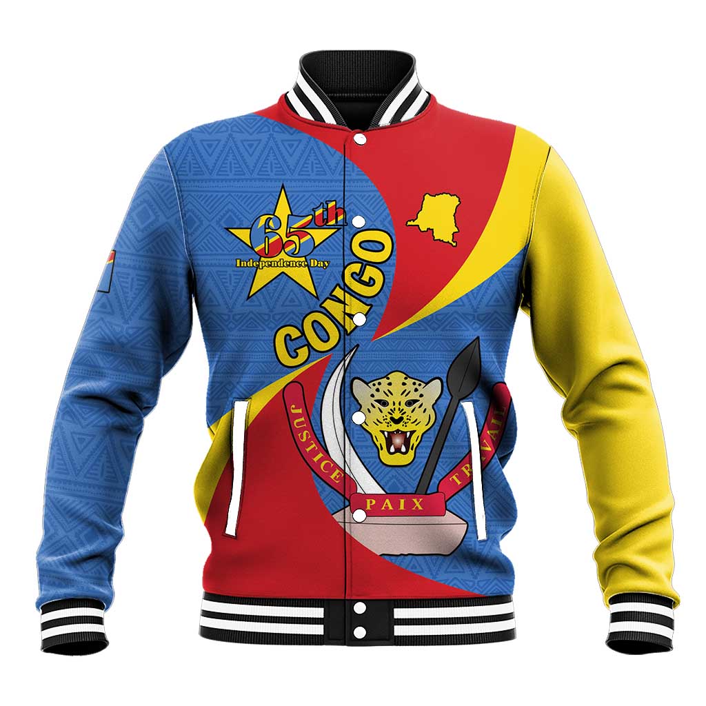 Congo-Kinshasa Independence Day Baseball Jacket Coat Of Arms - African Pattern
