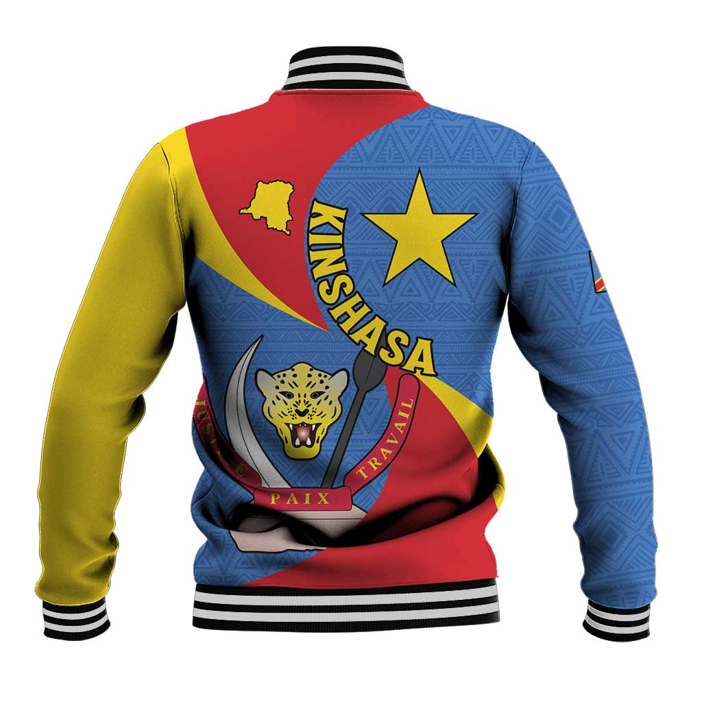 Congo-Kinshasa Independence Day Baseball Jacket Coat Of Arms - African Pattern