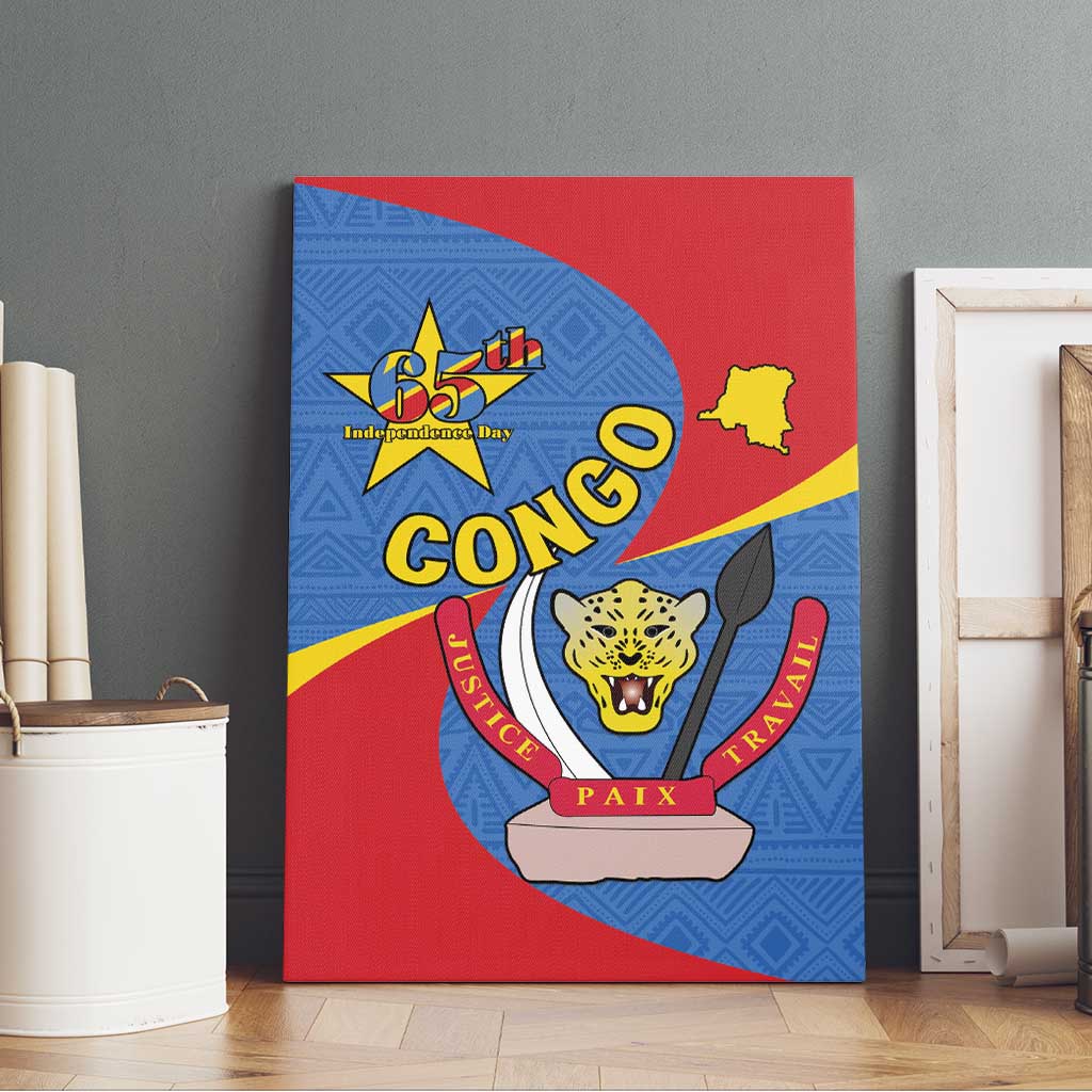 Congo-Kinshasa Independence Day Canvas Wall Art Coat Of Arms - African Pattern