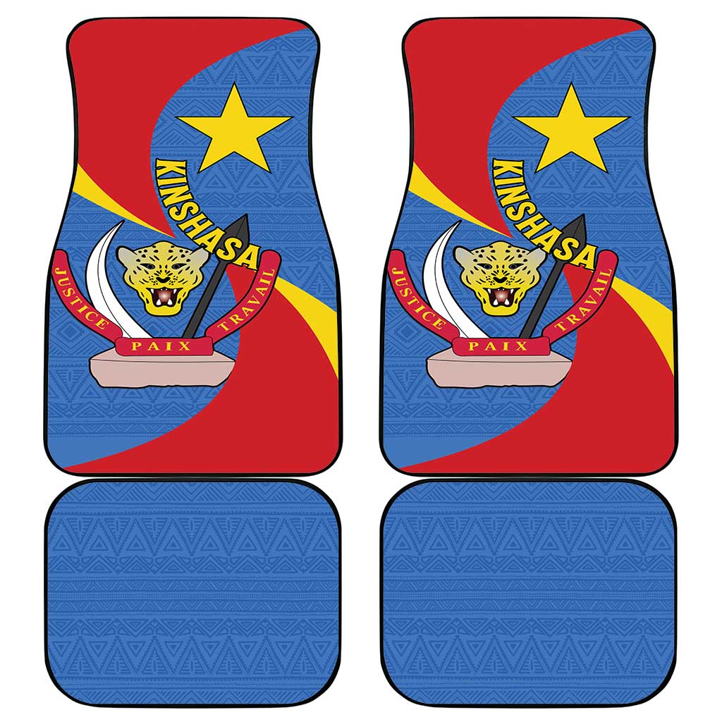 Congo-Kinshasa Independence Day Car Mats Coat Of Arms - African Pattern