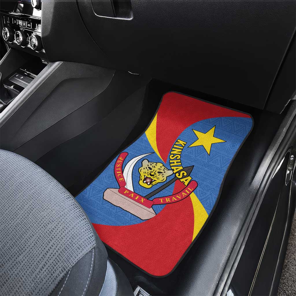 Congo-Kinshasa Independence Day Car Mats Coat Of Arms - African Pattern