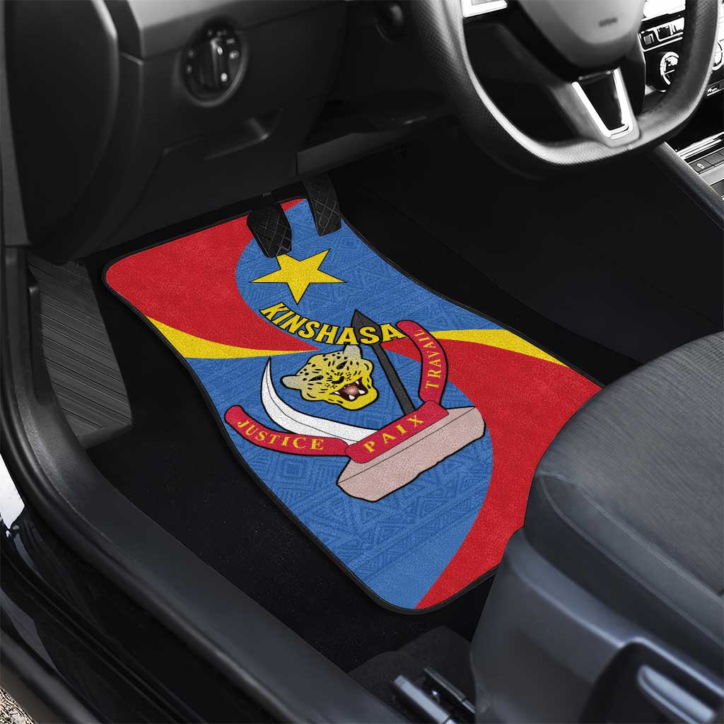 Congo-Kinshasa Independence Day Car Mats Coat Of Arms - African Pattern