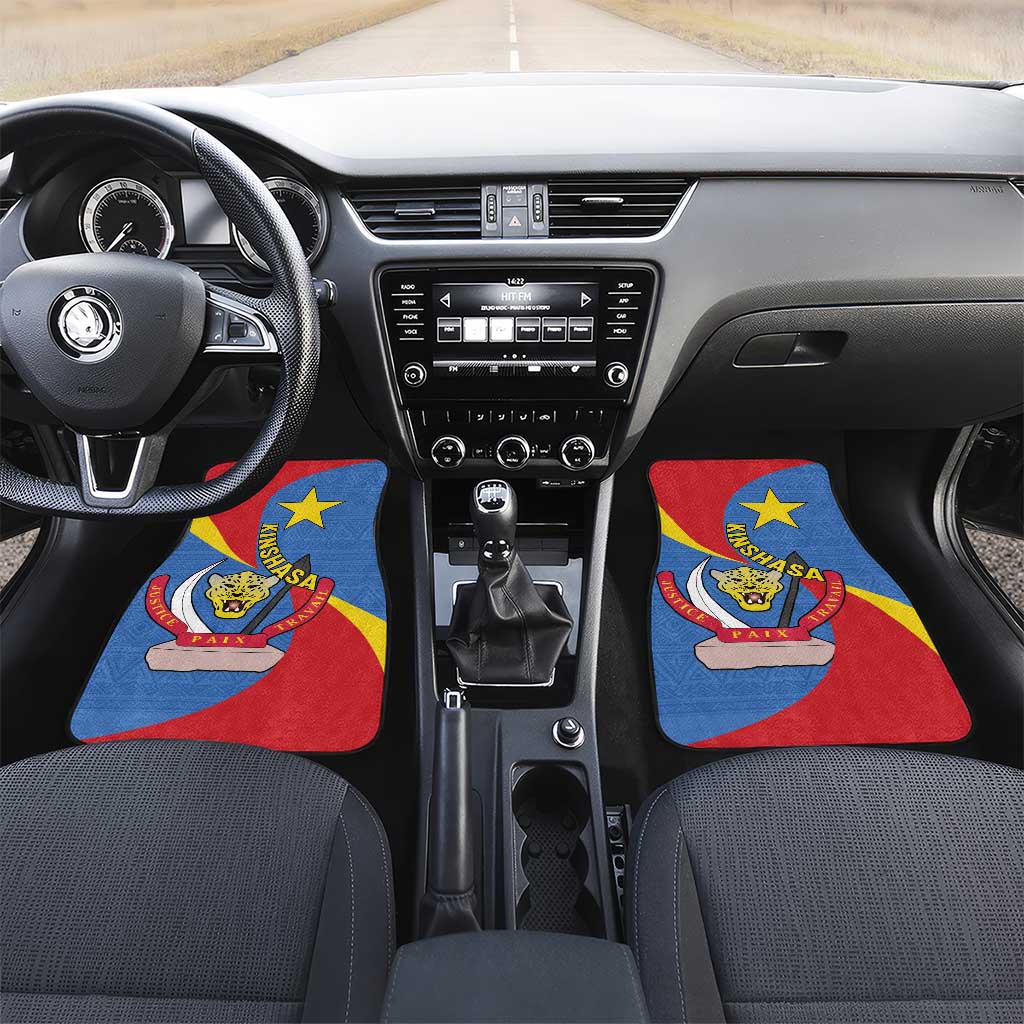 Congo-Kinshasa Independence Day Car Mats Coat Of Arms - African Pattern