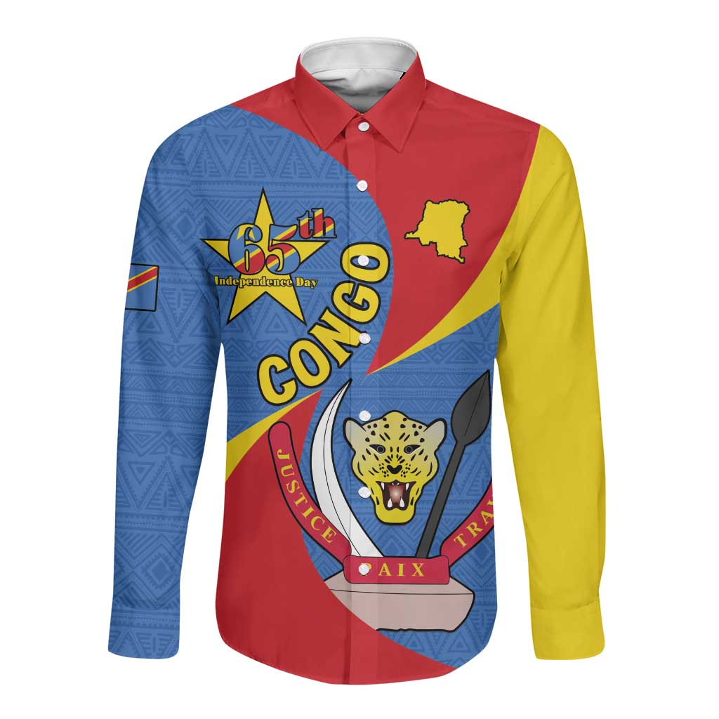 Personalised DR Congo Long Sleeve Polo Shirt Coat Of Arms With Map LT15 main image 0