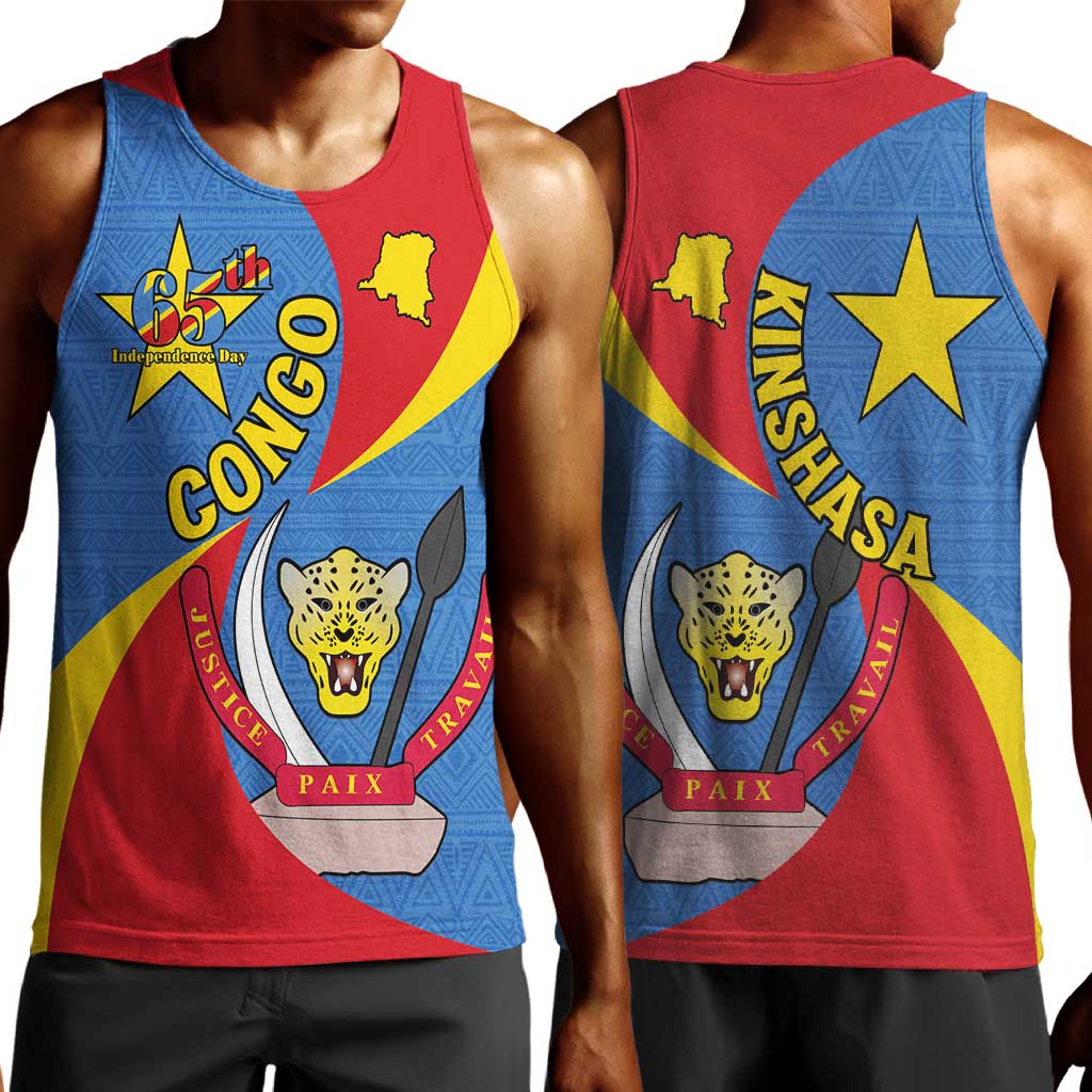 Congo-Kinshasa Independence Day Men Tank Top Coat Of Arms - African Pattern