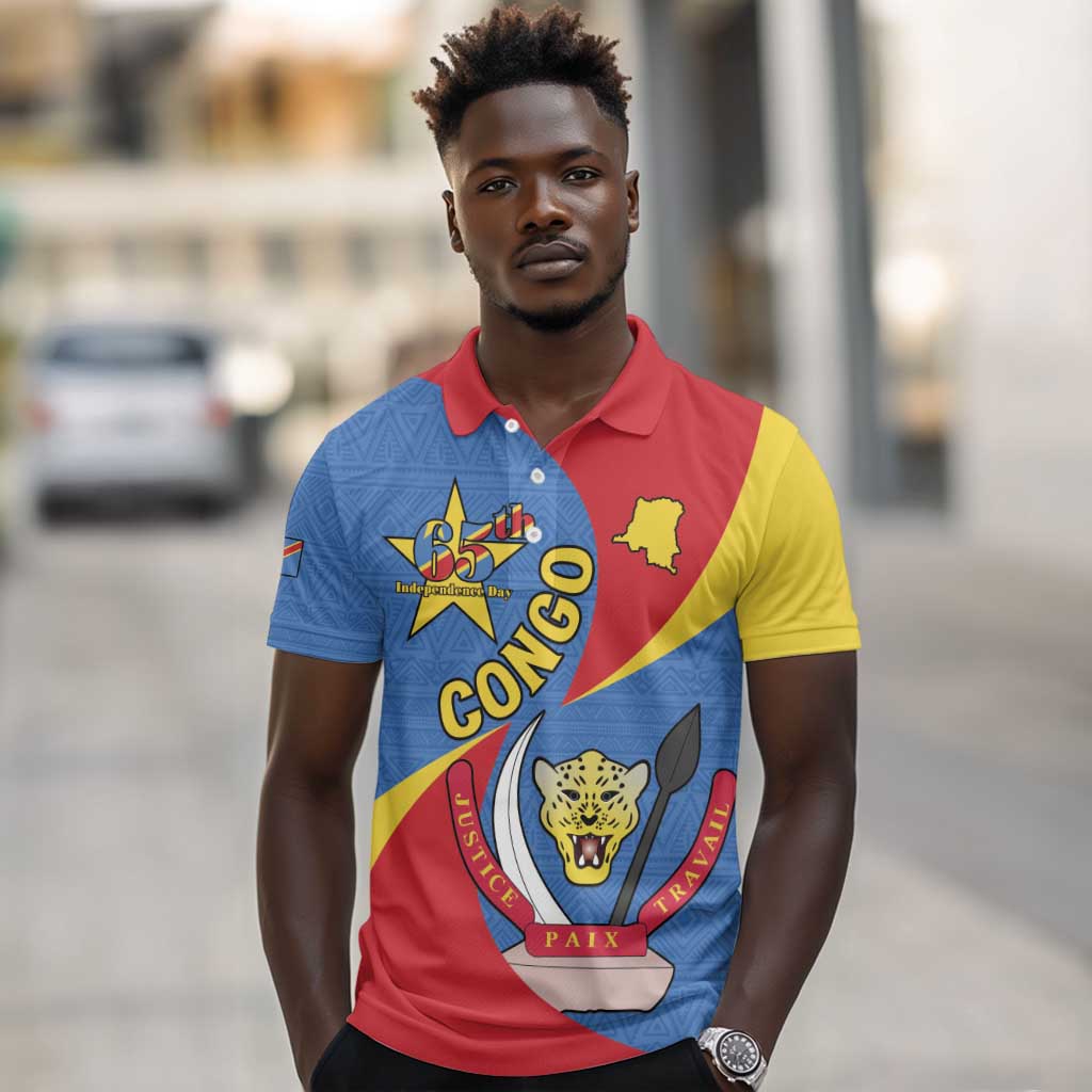Congo-Kinshasa Independence Day Polo Shirt Coat Of Arms - African Pattern