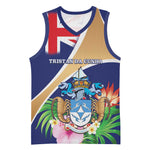 Personalized Tristan da Cunha Basketball Jersey Coat Of Arms Tropical Flowers - African Pride