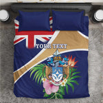 Personalized Tristan da Cunha Bedding Set Coat Of Arms Tropical Flowers