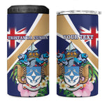 Personalized Tristan da Cunha 4 in 1 Can Cooler Tumbler Coat Of Arms Tropical Flowers