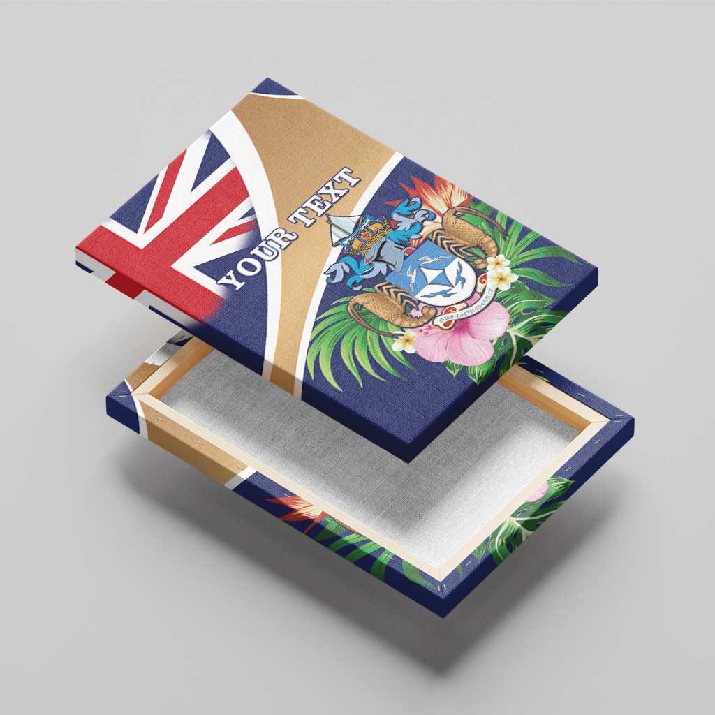 Personalized Tristan da Cunha Canvas Wall Art Coat Of Arms Tropical Flowers