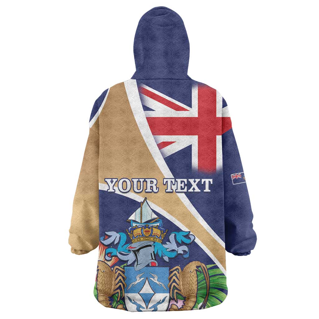Personalized Tristan da Cunha Kid Wearable Blanket Hoodie Coat Of Arms Tropical Flowers