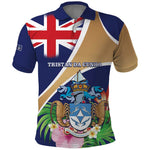 Personalized Tristan da Cunha Polo Shirt Coat Of Arms Tropical Flowers
