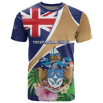 Personalized Tristan da Cunha T shirt Coat Of Arms Tropical Flowers