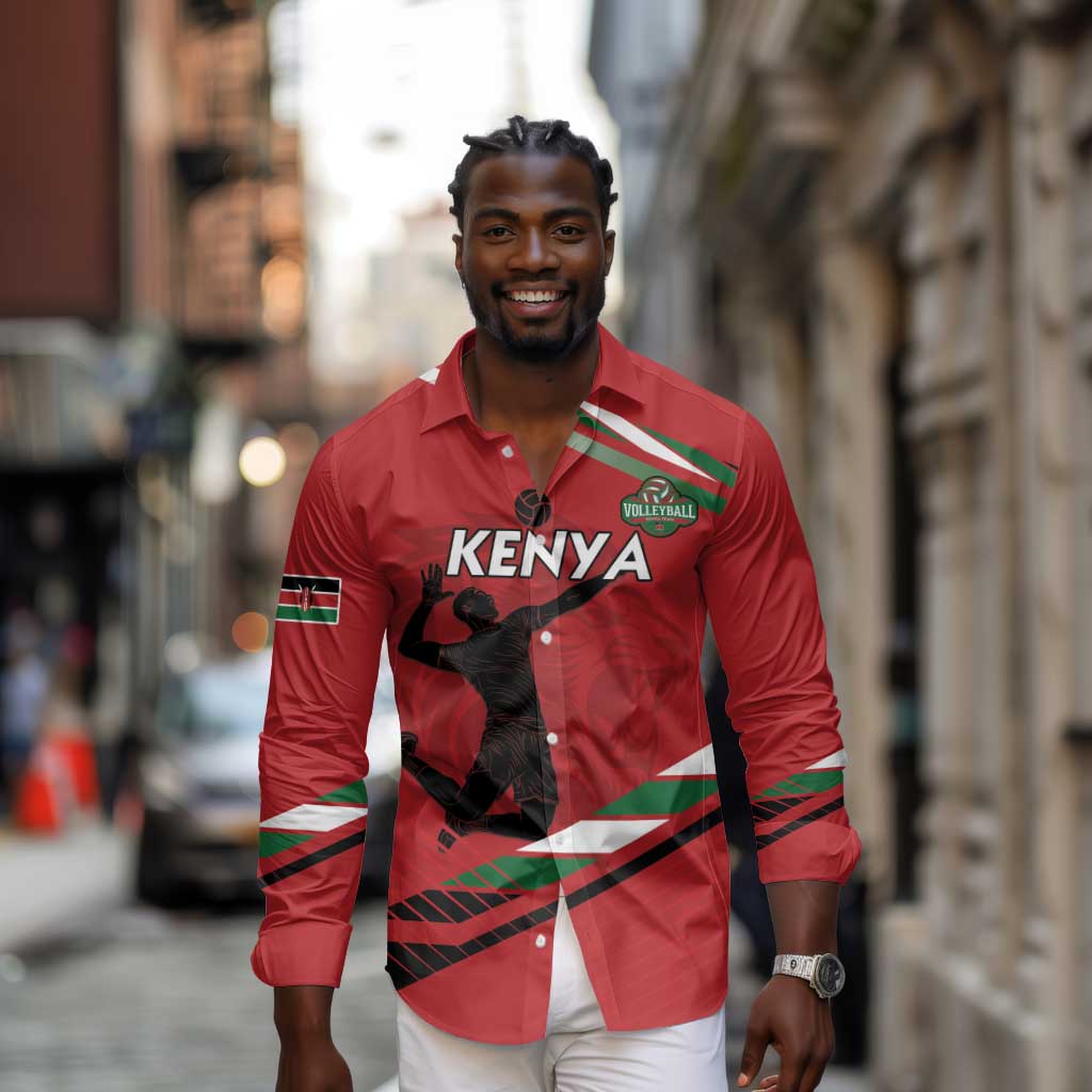 Custom Kenya Volleyball Long Sleeve Button Shirt Go Champions