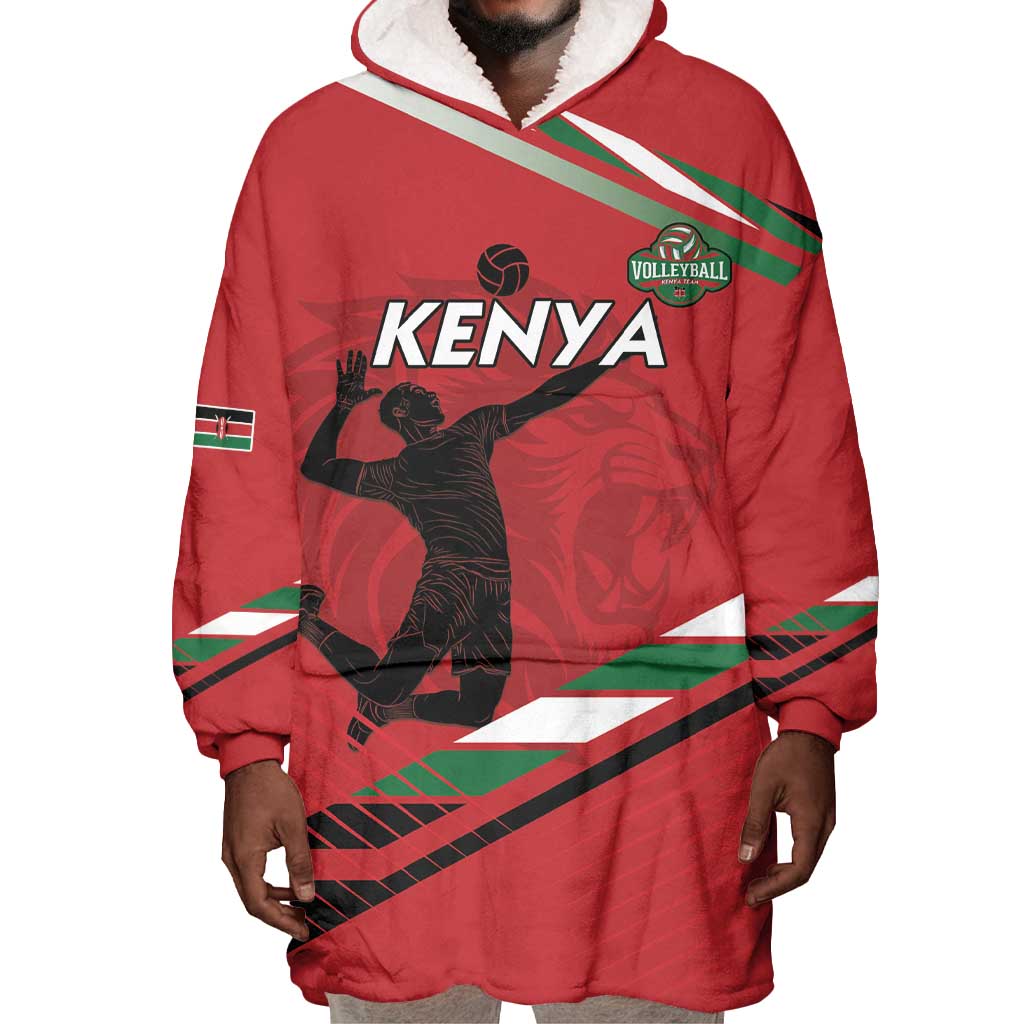 Custom Kenya Volleyball Wearable Blanket Hoodie Go Champions