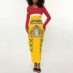 Guyana Cricket Custom Long Sleeve Bodycon Dress Go Amazon Warriors Go - African Pride
