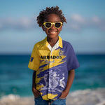 Barbados Royals Cricket Custom Kid Hawaiian Shirt Coat Of Arms Flag Style - African Pride