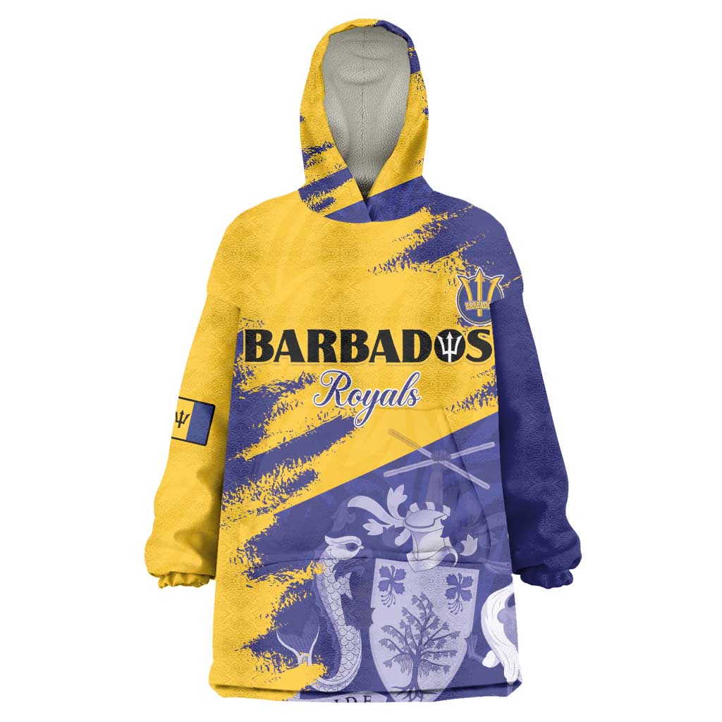 Barbados Royals Cricket Custom Wearable Blanket Hoodie Coat Of Arms Flag Style - African Pride