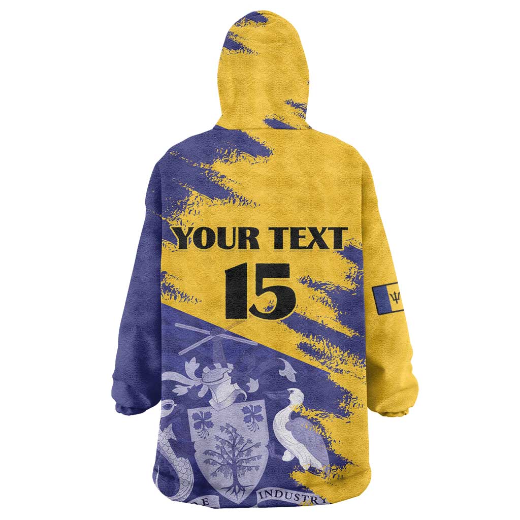 Barbados Royals Cricket Custom Wearable Blanket Hoodie Coat Of Arms Flag Style - African Pride