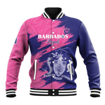Barbados Royals Cricket Custom Baseball Jacket Coat Of Arms Pink - Blue Color - African Pride
