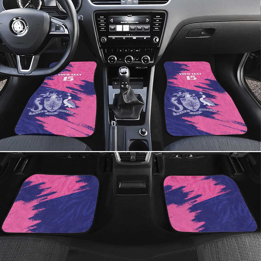 Barbados Royals Cricket Custom Car Mats Coat Of Arms Pink - Blue Color - African Pride