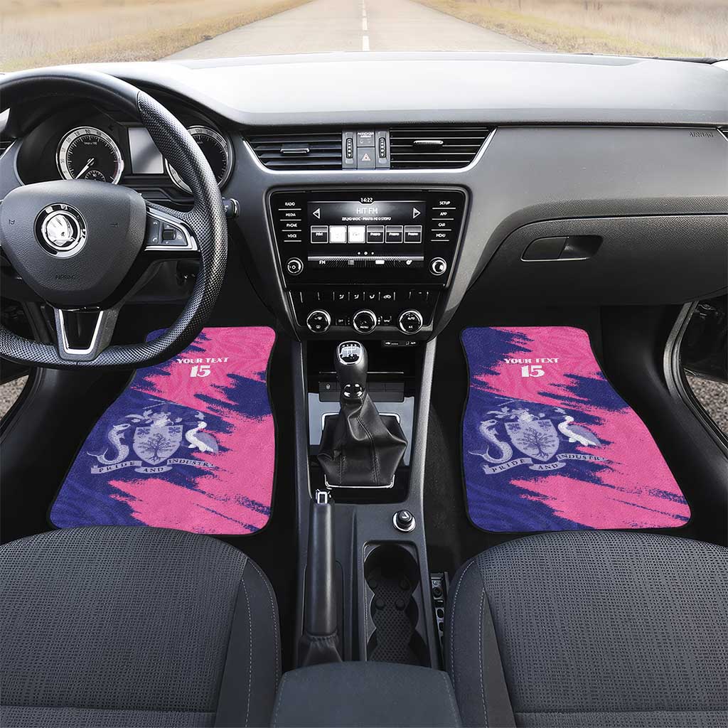 Barbados Royals Cricket Custom Car Mats Coat Of Arms Pink - Blue Color - African Pride