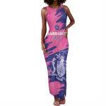 Barbados Royals Cricket Custom Tank Maxi Dress Coat Of Arms Pink - Blue Color - African Pride