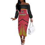 Trinidad and Tobago Cricket Custom Off The Shoulder Long Sleeve Dress Trinbago Strong - African Pride