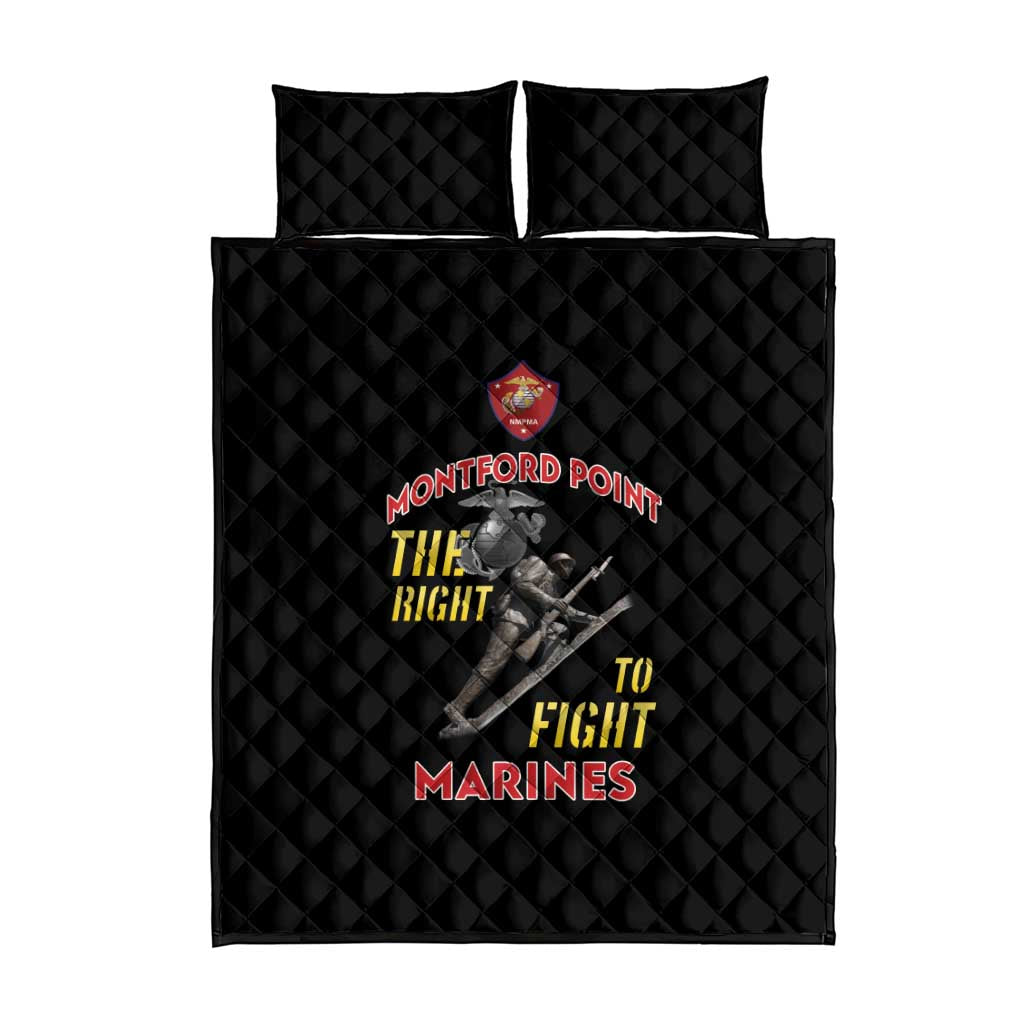 African American Heroes Quilt Bed Set Montford Point Marines - Black - African Pride