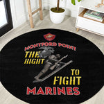 African American Heroes Round Carpet Montford Point Marines - Black - African Pride