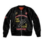 African American Heroes Sleeve Zip Bomber Jacket Montford Point Marines - Black - African Pride