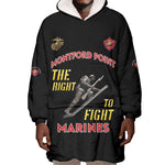 African American Heroes Wearable Blanket Hoodie Montford Point Marines - Black - African Pride