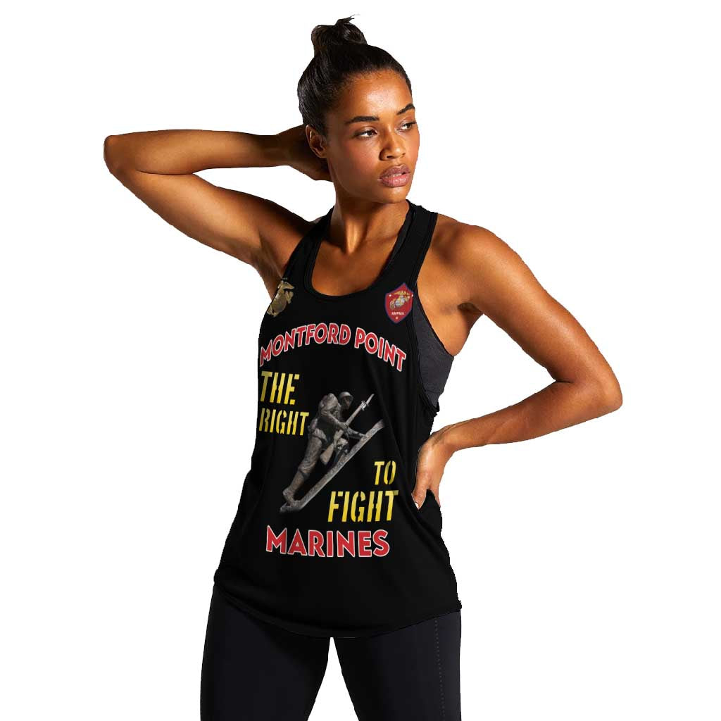 African American Heroes Women Racerback Tank Montford Point Marines - Black - African Pride