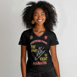 African American Heroes Women V-Neck T-Shirt Montford Point Marines - Black - African Pride