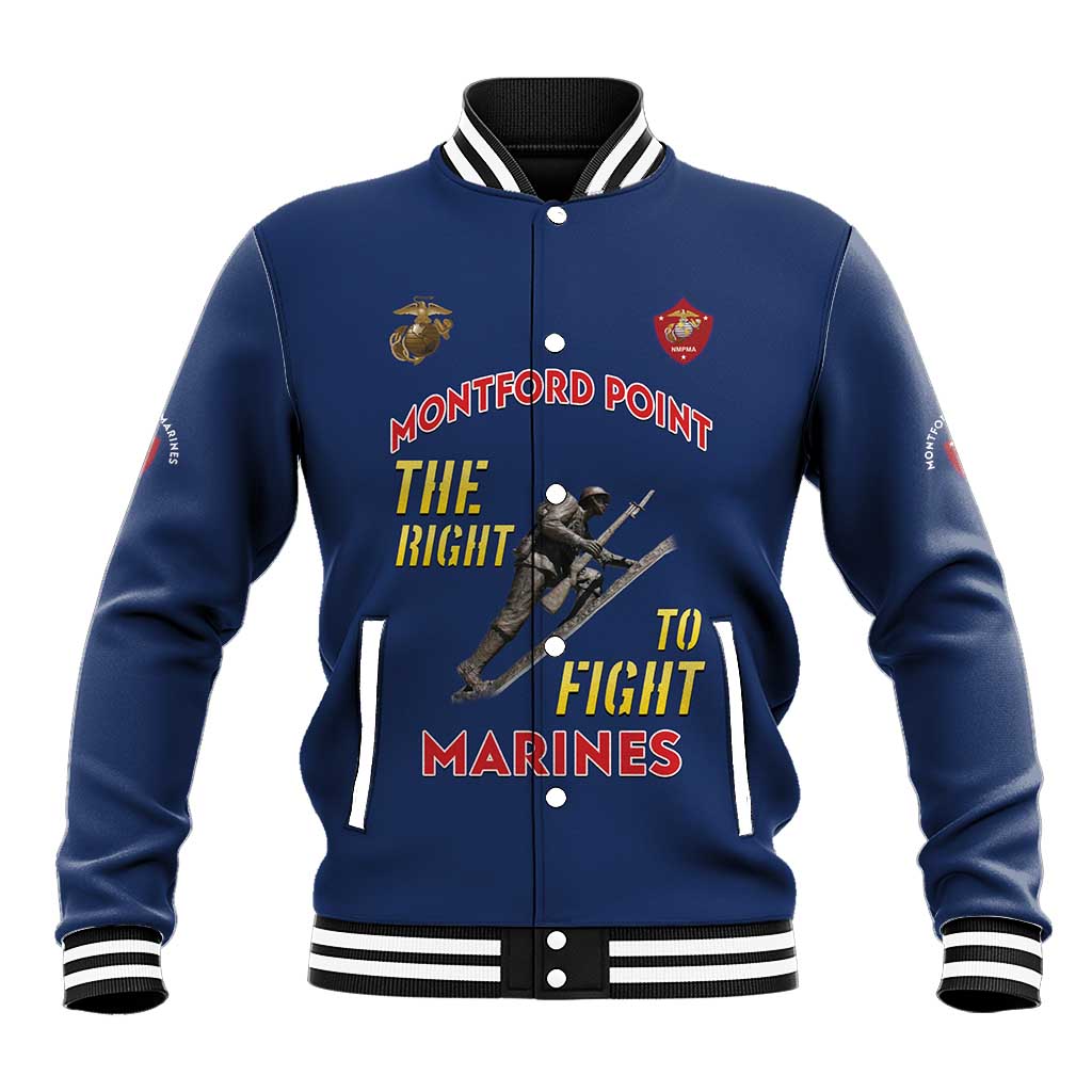 African American Heroes Baseball Jacket Montford Point Marines - Blue - African Pride