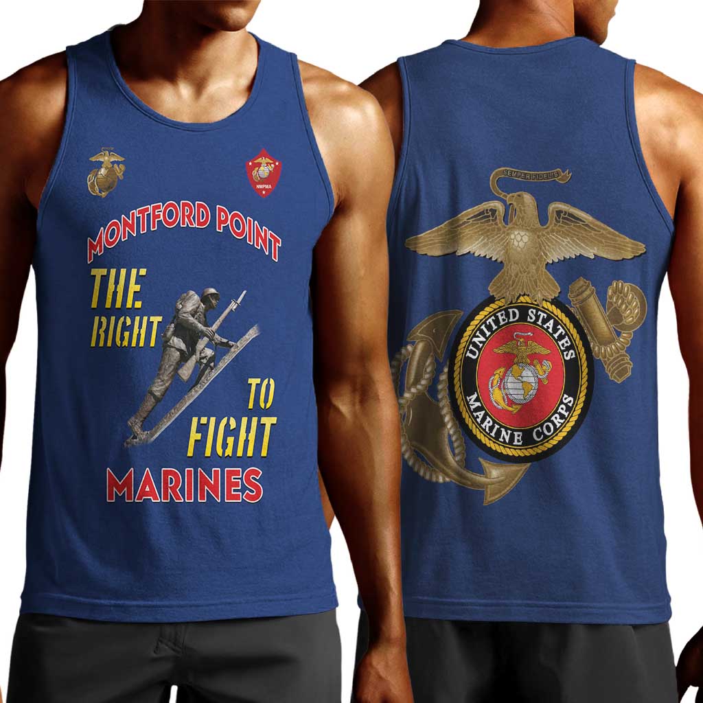 African American Heroes Men Tank Top Montford Point Marines - Blue - African Pride
