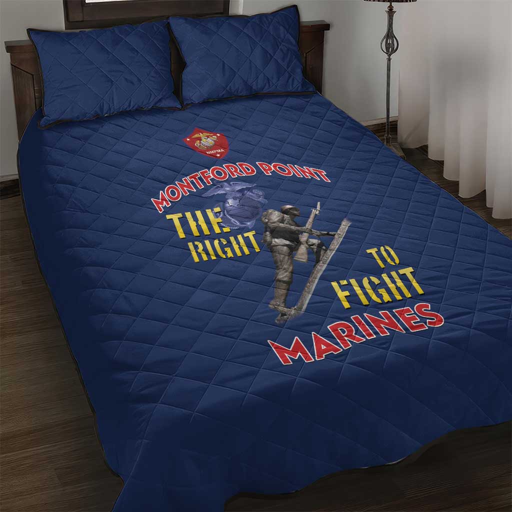 African American Heroes Quilt Bed Set Montford Point Marines - Blue - African Pride