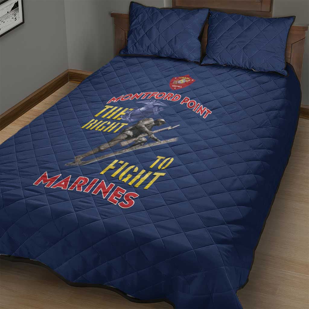 African American Heroes Quilt Bed Set Montford Point Marines - Blue - African Pride