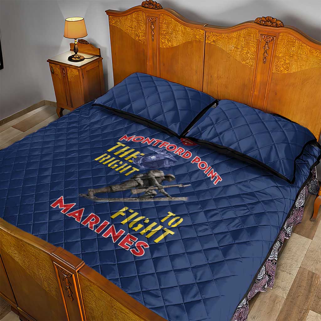 African American Heroes Quilt Bed Set Montford Point Marines - Blue - African Pride