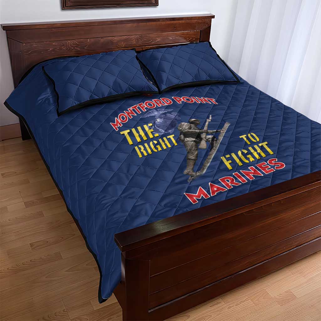 African American Heroes Quilt Bed Set Montford Point Marines - Blue - African Pride