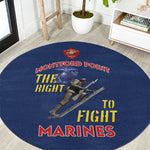African American Heroes Round Carpet Montford Point Marines - Blue - African Pride