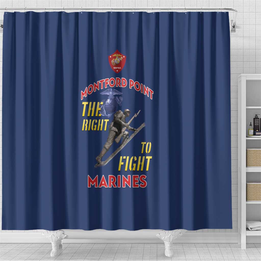 African American Heroes Shower Curtain Montford Point Marines - Blue - African Pride