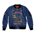 African American Heroes Sleeve Zip Bomber Jacket Montford Point Marines - Blue - African Pride