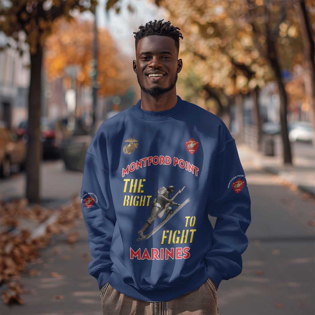 African American Heroes Sweatshirt Montford Point Marines - Blue - African Pride